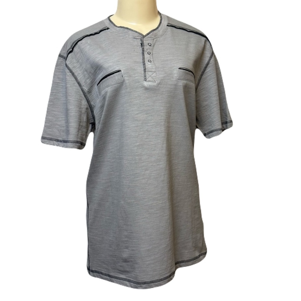TS&CS Men's Gray Button Down Shirt Size L